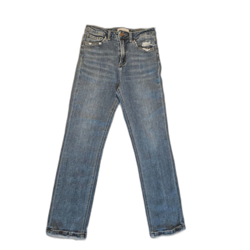 Vervet by‎ Flying Monkey 28 Distressed High Rise Straight Leg Jeans Medium Wash